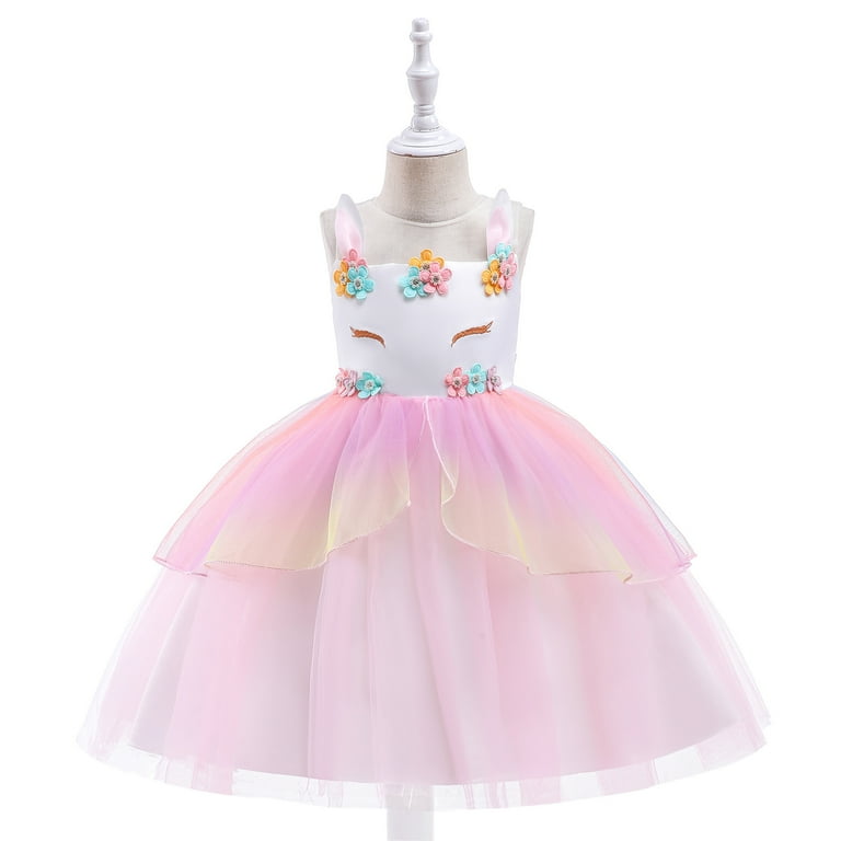 unicorn bridesmaid dress Unicorn Rainbow Girl Tutu dress Set Unicorn Party outfit Unicorn Birthday Halloween Unicorn dress Rainbow dress for girls- Halloween Outfit, 2T / Pink main image 0