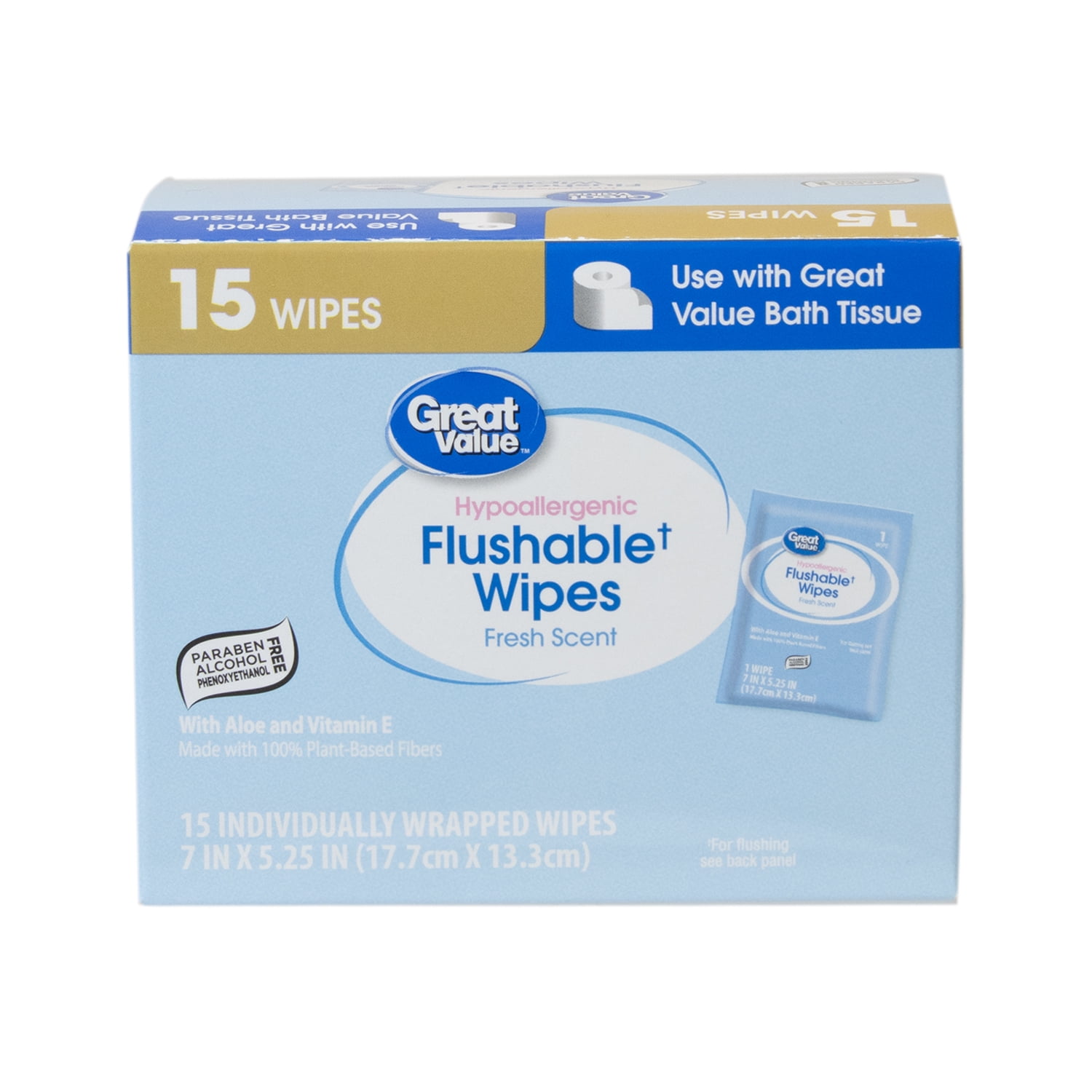 Equate Fresh Scent Flushable Wipes, 3 Packs of 48, 144 Total
