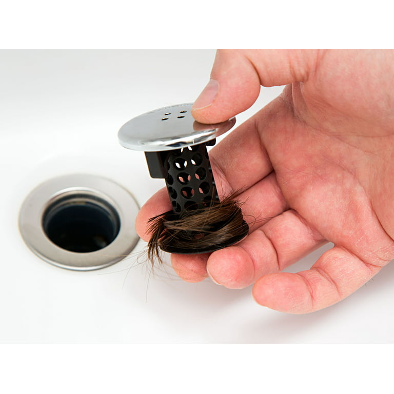 SinkShroom Chrome Edition Revolutionary Bathroom Sink Drain Protector Hair  Catcher, Strainer, Snare