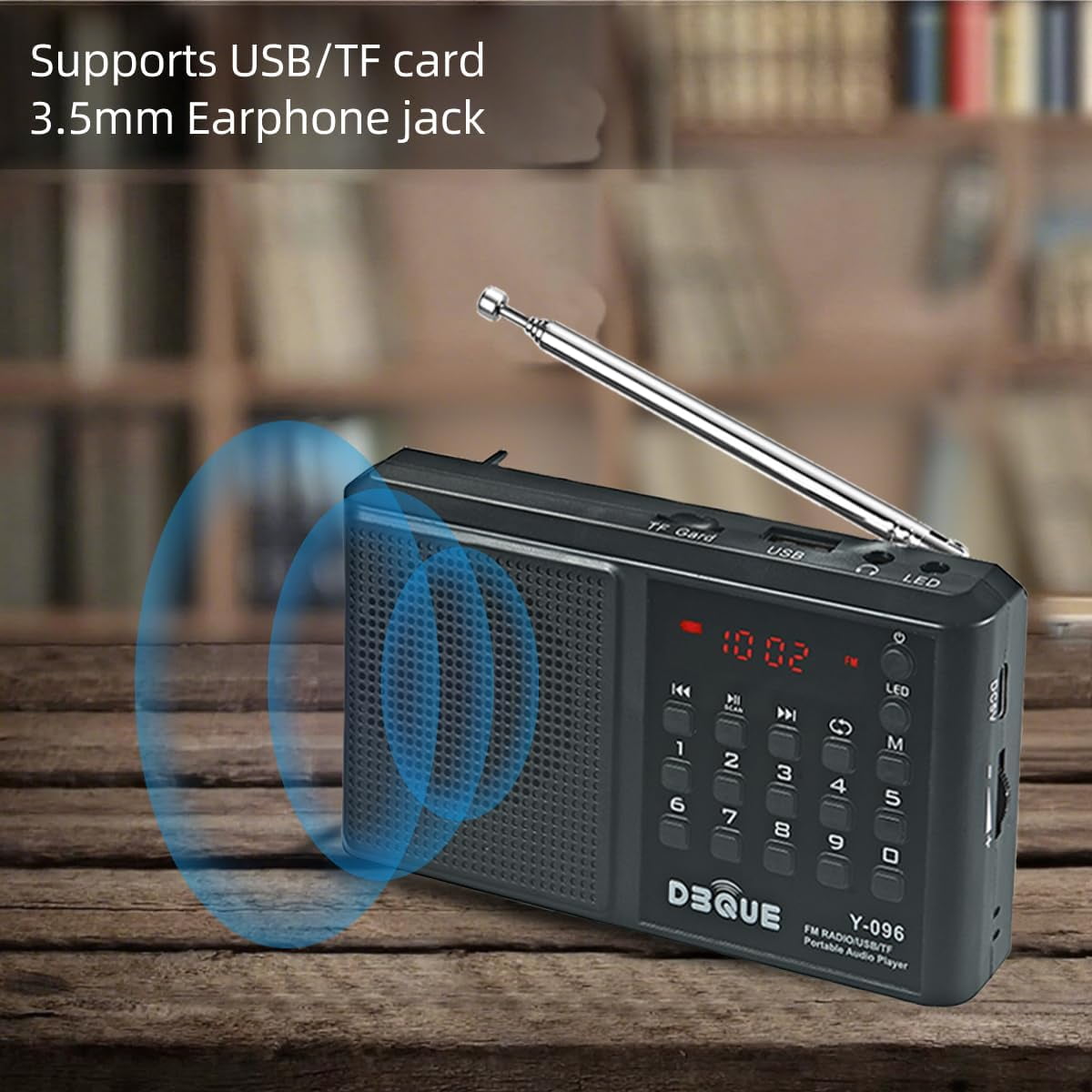 Portable AM FM Radio with Bluetooth Speaker, USB/TF Playback MP3 Player with USB-C Fast Charging, Auto Scan Save, Rechargeable Battery for Home Outdoor Use BT 5.0 Radio (Black)
