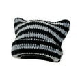 thumbnail image 5 of harmtty Little Devil Striped Knitted Hat Japanese Style Streetwear Harajuku Beanie Hat Women Autumn Winter Bonnet Cute Cat Ears Hat for Cold Weather Coffee, 5 of 8