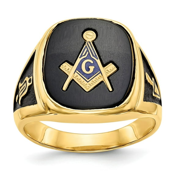 14K Yellow Gold Ring Band Themed Men's Masonic