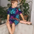 thumbnail image 3 of Balery Colorful Tropical Leaves Conjunto de Pijama Infantil de Manga Corta con Estampado – Ropa de Dormir de Algodón Suave-Large, 3 of 5