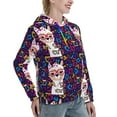 thumbnail image 6 of Fotbe Llama Alpaca Pattern Womens Long Sleeve Hoodie, Pullover Hooded Sweatshirt, Kangaroo Pocket Hoodie with Eye-catching Drawstrings-X-Large, 6 of 7