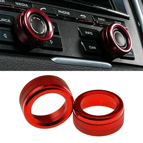 2x Red Alloy Volume Radio Switch Knob Covers For Porsche 911 for Cayenne Macan