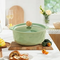 Yyuenw Ceramic Pots, Warm and Natural Style Ceramic Microwaveable Ceramic Pots, Ceramic Cookware Stockpot Rice Pots Clay Pot for Cooking
