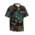 thumbnail image 2 of Balery Play Game3 Print Men's Hawaiian Shirts Short Sleeve Beach Shirt Relaxed Fit Vacation Button Down Shirts-Large, 2 of 9