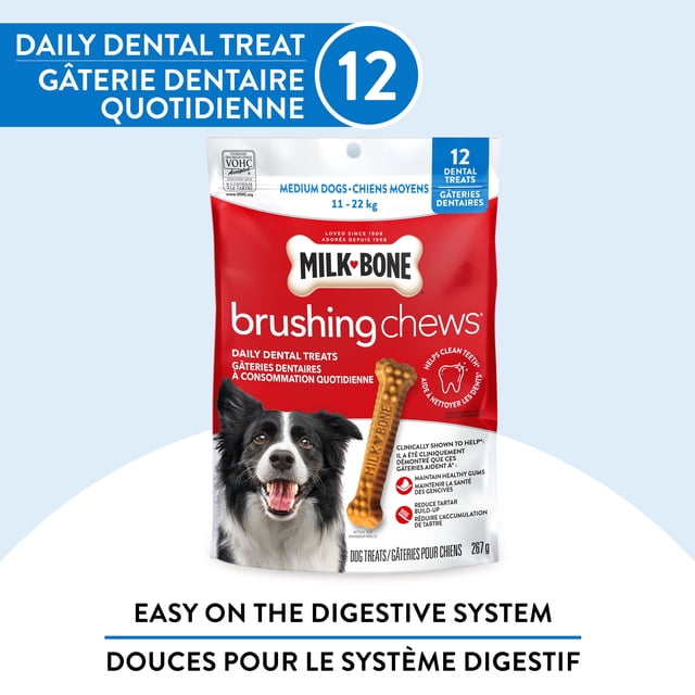 Milk-Bone Brushing Chews Dental Dog Treats for Medium Dogs