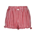 thumbnail image 5 of biudgviw Womens Ruffle Bloomer Shorts Smocked Low Waist Cute Mini Plaid Bottoms Checkered Lounge Summer Beach Pajama Shorts, 5 of 5