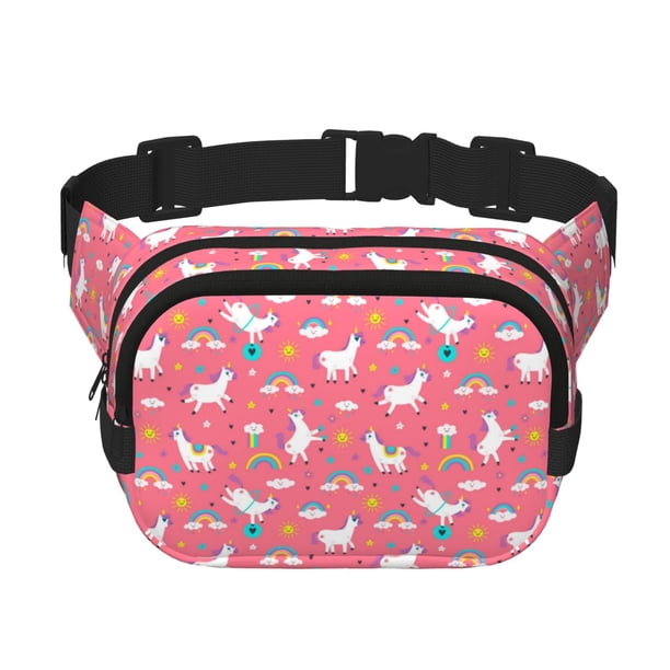 Fotbe Yoga Unicorn Cangurera Cuadrada con Estampado de Doble Capa, Bolsa de Cintura Ajustable Mini para Hombres y Mujeres