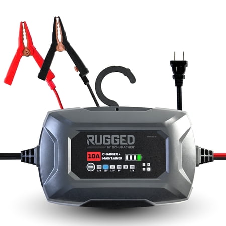 Schumacher Electric RUGGED 10A Car Battery Charger & Maintainer, 4-in-1 Solution, Service Mode, 6V/12V Sport, Automotive, & Marine Batteries, SC1684