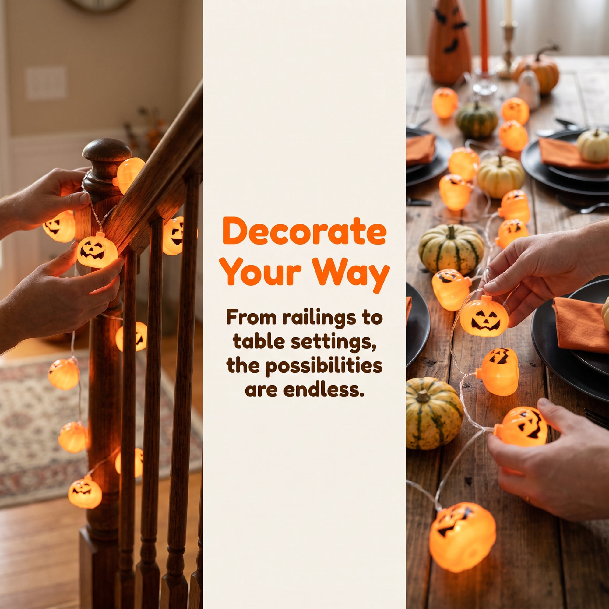 Unique Bargains Halloween Jack-O'-Lantern Fairy Lights 4.9 ft Pumpkin Battery Operated