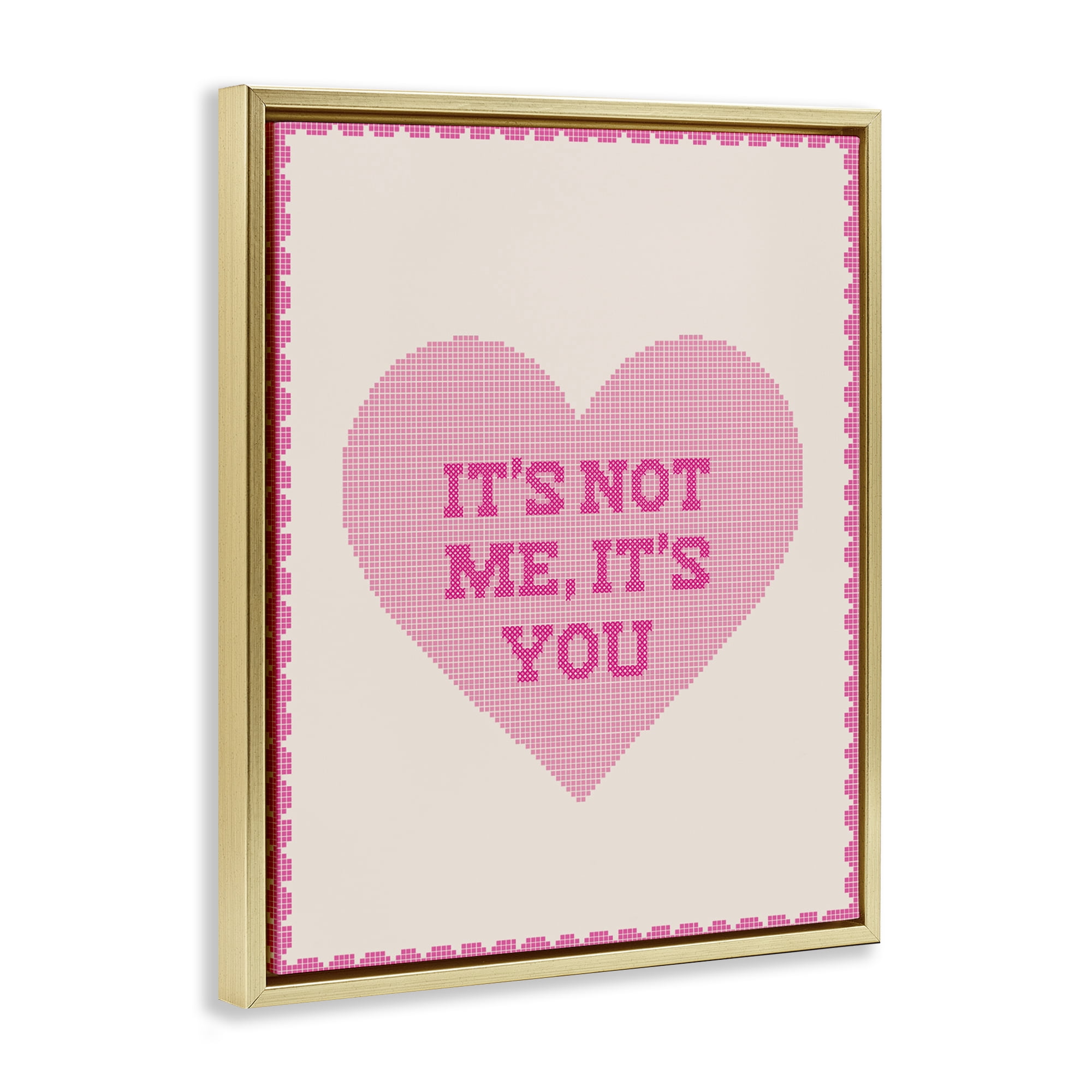 Stupell Industries Not Me It's You on Heart Gold Framed Floater Canvas Wall Art, design by Lil' Rue