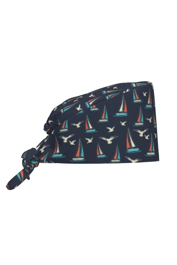 Sailboat And Seagull Men Women Adjustable Cap Working Hat Tie Back Cap, Work Cap