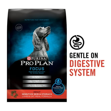 Purina Pro Plan FOCUS Adult Sensitive Skin & Stomach Lamb & Oat Meal Formula Dry Dog Food, 24 (Best Prenatals For Sensitive Stomach)