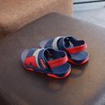 thumbnail image 4 of Walking Sandals Boys Girls Faux Leather Anti-Slip Adjustable Buckle Comfortable Beach Sandals Open Toe Low Heel Red 28(28), 4 of 9
