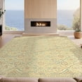 thumbnail image 2 of Design&I 6'x9' Washable Area Rug Farmhouse Boho Lattice Ornate Slim Border Teal Orange for Living Room, Family Indoor, Oversized Skid-Resistant, 2 of 7