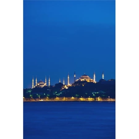 Turkey - Sultanahmet or Blue mosque & Hagia Sofia at dusk - Istanbul Poster Print - 24 x 38 - Large