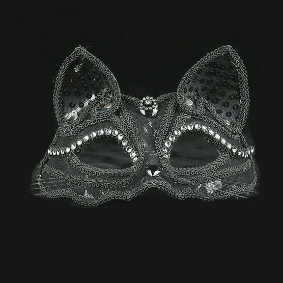 Black Masquerade Mask for Women Lace Masquerade Mask Fox Masquerade Mask Crystal Embellished for Masquerade Prom Party Halloween 1 Pack