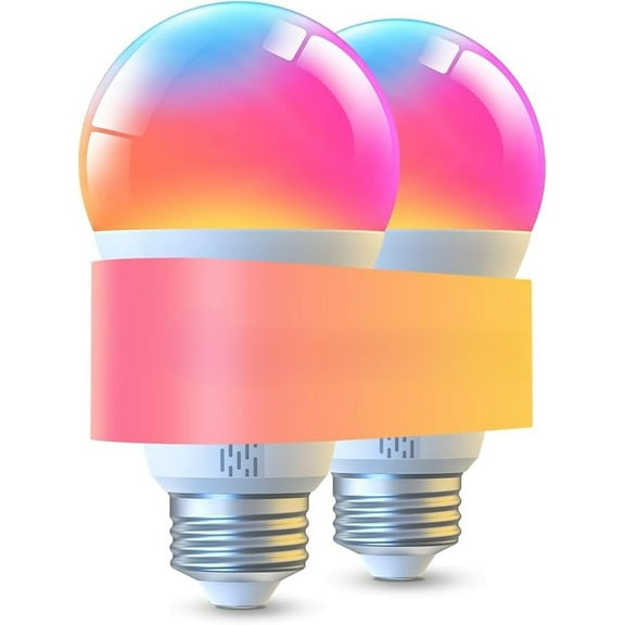 LED Smart Light Bulbs, 1000LM Color Changing Light Bulb, Wi-Fi & Bluetooth Light Bulbs, Work with Alexa and Google Assistant, Dimmable RGBWW A19 75W Equivalent Smart Bulbs, 2 Pack