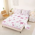 thumbnail image 2 of Erosebridal Girly Cute Bowknot Bed Sheets,Pink Plaid Print King Sheets For Kids 4pcs, 2 of 6