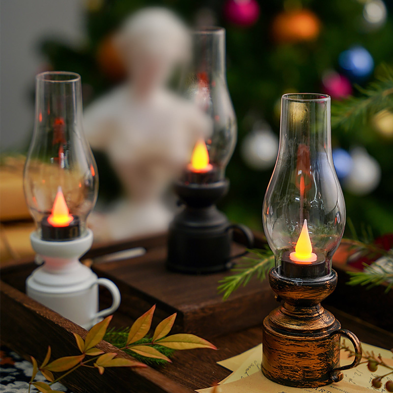 Vintage Flameless Kerosene Lamp LED Battery Operated Table Lamp, Retro Oil Lantern for Bedroom, Living Room & Emergency Lighting | Indoor Decorative Ambient Light,Halloween Christmas Gift