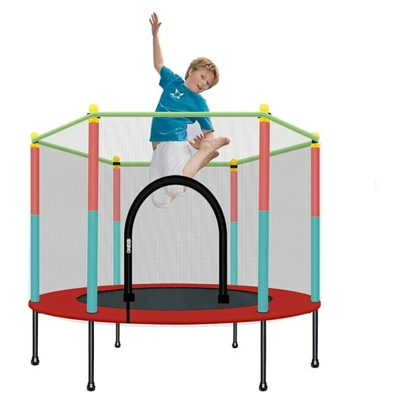 Kids Trampoline with Safety Enclosure Net - 5FT Trampoline for Toddlers Indoor and Outdoor - Parent-Child Interactive Game Fitness Trampoline Toy Gift for Boys and Girls Age 1-8