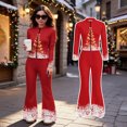 thumbnail image 2 of WhouRiu Girls Christmas Graphic Outfit Sets Fall Winter Long Sleeve Zip Up Jacket Flared Pants Clothes Set 4-14 Years, 2 of 6