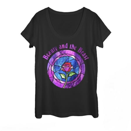 Beauty and the Beast Stained Glass Rose Womens Graphic Scoop