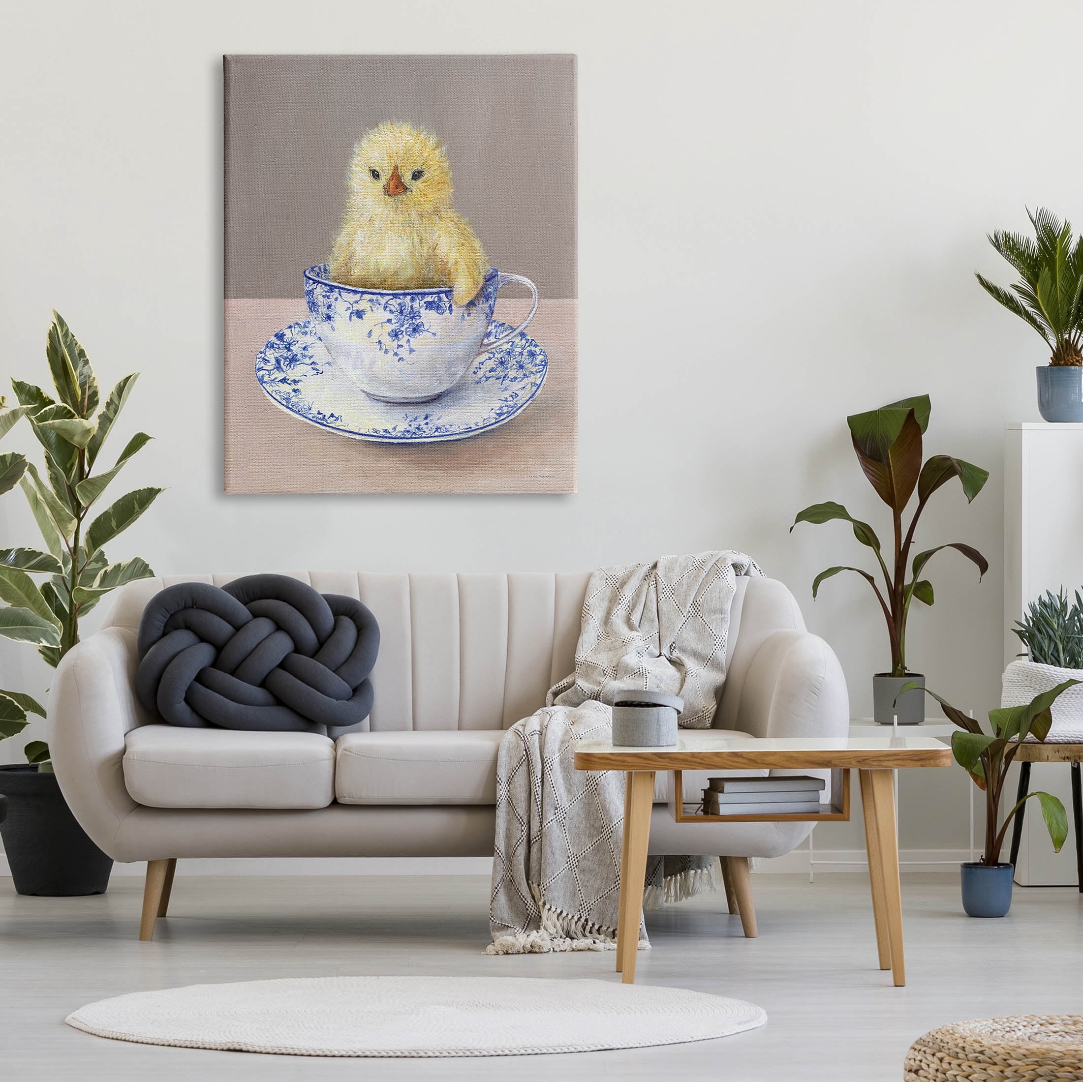 Stupell Industries Baby Chick Ornate Teacup Mug Painting Gallery Wrapped Canvas Print Wall Art, Design by Kamdon Kreations