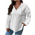 thumbnail image 3 of YOIAVAIOY Womens Lightweight Hoodie Sweatwshirts Half Zip Solid Casual Hooded Sweatshirts Fashion Y2k Hoodies with Pockets White XXL, 3 of 10
