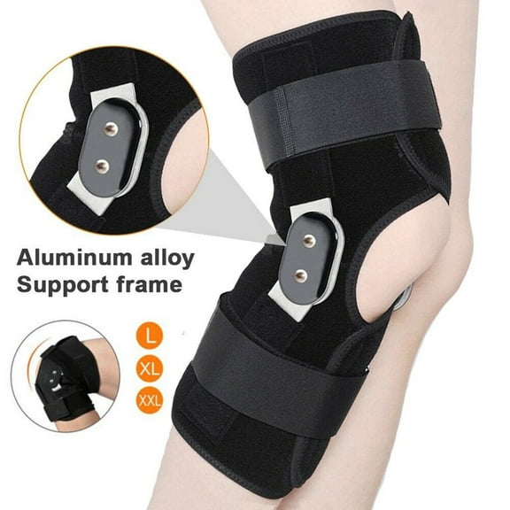 Hinged Knee Brace - Open Patella Support Wrap,Compression for ACL, MCL, Torn Meniscus Ligament and Tendonitis - for Running, Athletic Tear and Arthritis Joint - Adjustable Strap