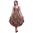 thumbnail image 1 of Bimba Floral Ladies Printed Resort Midi Drawstring Dress Spaghetti Strap Beach Wear-X-Large, 1 of 1