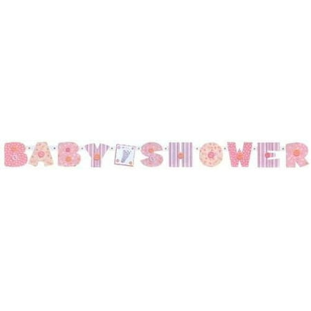 5ft pink stitching baby shower banner