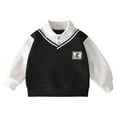 thumbnail image 2 of MAIHAN-Boys V Neck Sweater, Kids Pullover Shirt, School Outfit Top, Long Sleeve Polo Shirt, Fall Boys Clothing(Black,2-3Years), 2 of 3