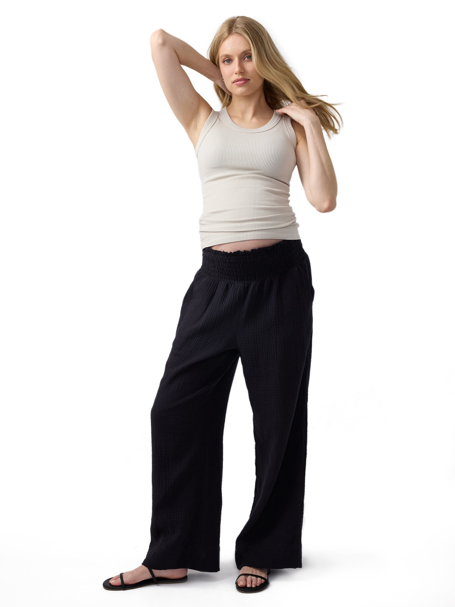 Ingrid & Isabel For Every Belly Women's Maternity Wide Leg Gauze Pant, Sizes XS-XXL