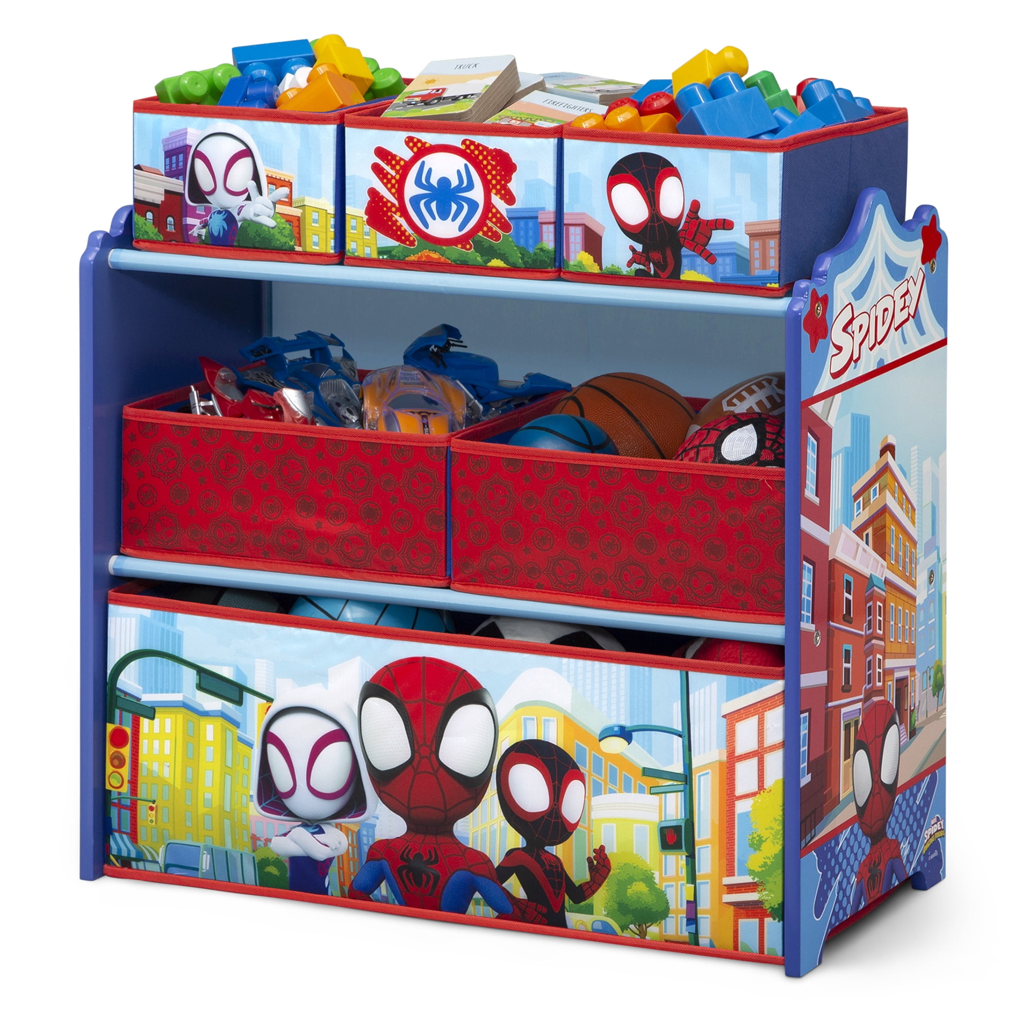 Spidey and Friends Design & Store 6 Bin Toy Storage Organizer by Delta Children