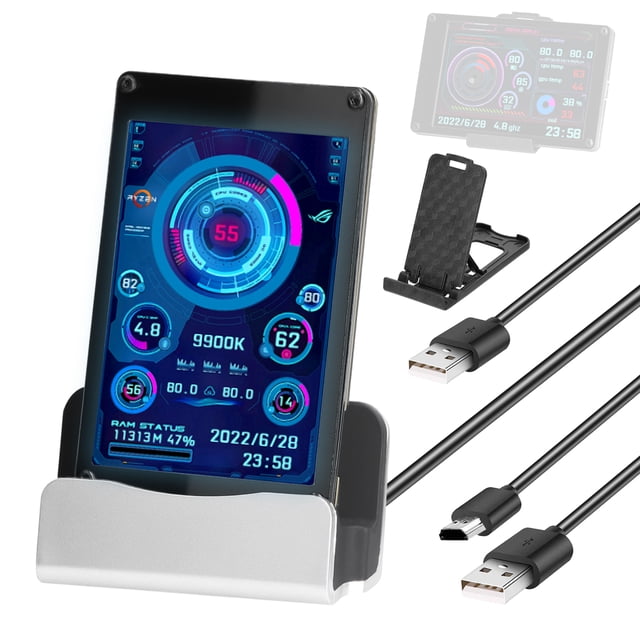 Eccomum 3.5 Inch IPS LCD Monitor Display Computers Monitor CPU GPU Monitoring Sub-Screen Support Raspberry Pi Wins Linux System