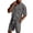 Gray, variant on Mens Short Sets Two Pieces Outfits Button Waffle Knit Shorts and Short Sleeve Polo Shirts Set Summer Casual Tracksuits, Army Green XL