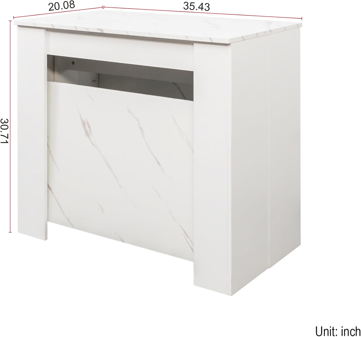 Rustic Wood Extendable Dining Room Table 118.11" Large Expandable Dining Tables for 6 8 10 12 People Industrial Extend Kitchen Table Space Saving for Family Gathering(White Marble)