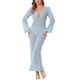 thumbnail image 1 of INSPIRAR CHIC Vestido de baño de manga larga con escote en V y huecos, cubre baño de playa de ganchillo maxi L Azul, 1 of 6