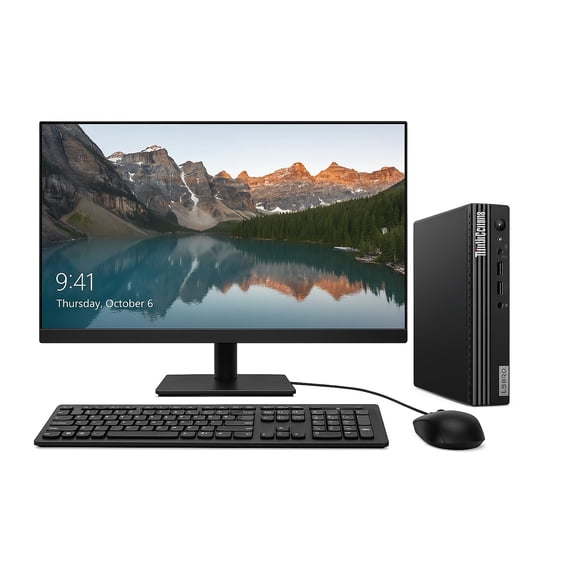 Restored Lenovo ThinkCentre M80q Gen 3 Mini Desktop | 12th Gen Intel Core i5 | 16GB DDR5 RAM | 512GB NVMe SSD | Intel UHD 770 | Windows 11 Pro | New 24″ LCD Monitor | 3X Monitor Support