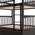 thumbnail image 6 of Newest Full over Full Bunk Bed with Drawers, Convertible to 2 Separate Beds - Solid Pine MDF, Espresso Finish, Fence Guardrails, for Teens Room​, 6 of 7