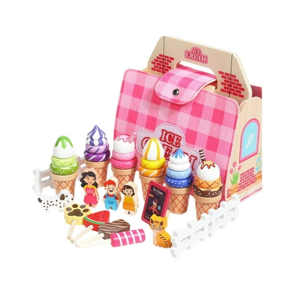 Lipstore 39 Pieces Ice Cream Maker Toy Set Food Playset for Age 3 4 5 6 Toddlers Gift