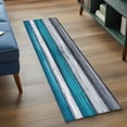 thumbnail image 3 of Blue Grey Stripe Runner Rug for Hallway 2x6ft, Vintage Coastal Style Wood Grain Non Slip Floor Mat Washable Low-Profile Indoor Carpet for Living Room, Bedroom, Dining Room, 3 of 9