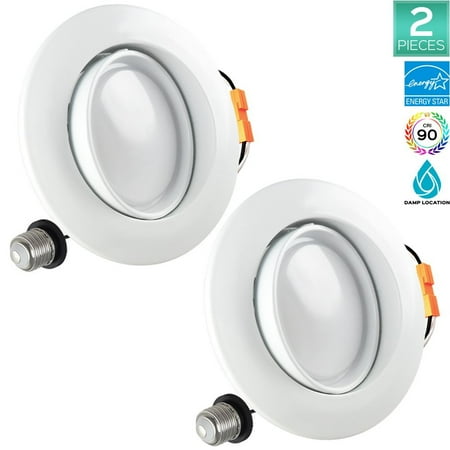 Five Light Downlight Chandelier Pack of 2 Luxrite 4 Inch LED Gimbal Recessed Light, 10W (60W Equivalent), 5000K (Bright White), ENERGY STAR, 750 Lumens, Dimmable, Eyeball Downlight, 90° Beam Angle, ETL Listed ()