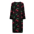 thumbnail image 5 of Xoenoiee Black Cherry Print Womens Robe Long Zipper Front Bathrobe Full Length Housecoat Soft Nightgown Sleepwear Nightdress for Ladies, Size L, 5 of 7