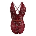 thumbnail image 6 of Puntoco Women Clearance Women Lingerie Lace Bowknot Open Crotch Temptation Babydoll Underwear Sleepwear Jumpsuit Bodysuits Pajamas Red S(S), 6 of 9