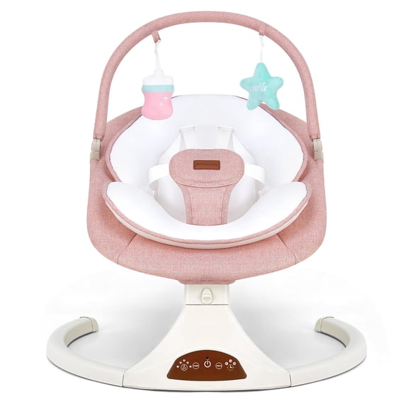 Columpio para bebé Viriwebaby portátil, 5 velocidades, Bluetooth, rosa