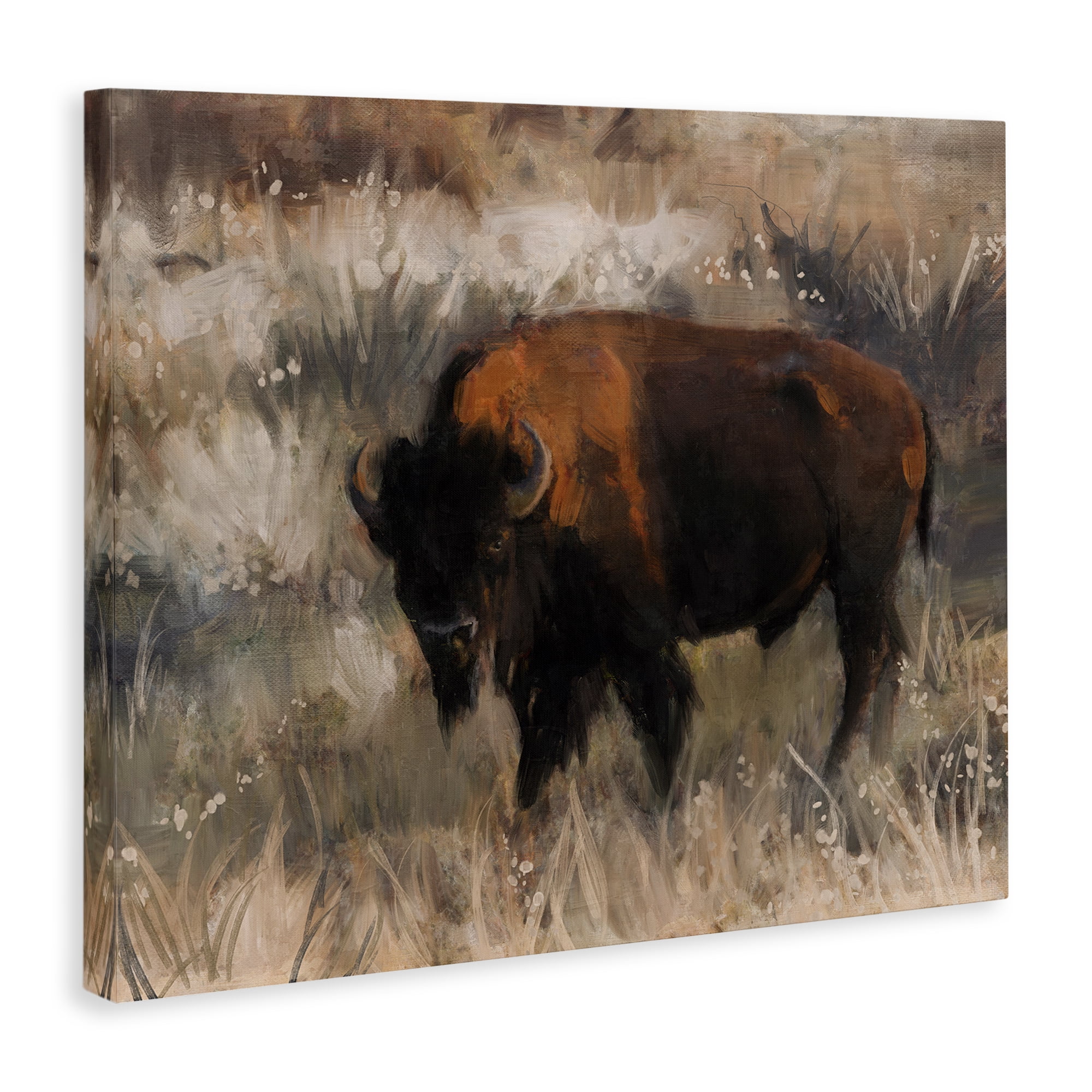 Stupell Industries Traditional Bison Range Animals & Insects Painting Gallery Wrapped Canvas Art Print Wall Art, 40 x 30